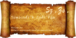 Szmicsák Zsófia névjegykártya
